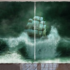 Piratenschiff Rustikale Gardine Gewitter Kunst