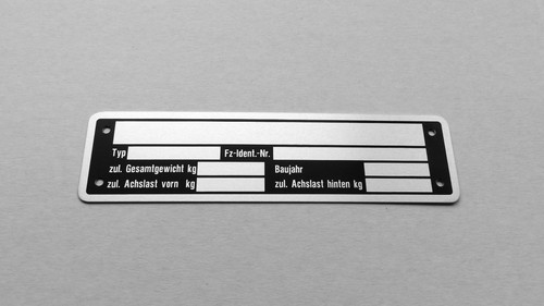Blanko typenschild anhänger - blanko,