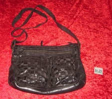 Damen Umhängetasche / Schwarz -Bräunlich /  Gianni Conti / gewebtes Leder /Nr.23