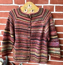 kuschelweiche Strickjacke, Wolle, rotbunt, Gr. M(40/42), Handgestrickt, *UNIKAT*