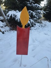 Kerze aus Holz, klein, wetterfester Gartenstecker