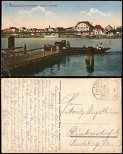Ansichtskarte Travemünde-Lübeck Priwall, Bootsanleger - Boot 1914