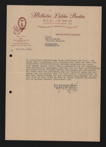Berlin brief 1940 - berlin,, 1940,