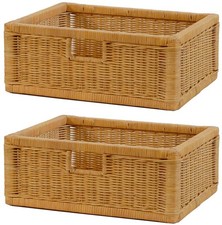 Set/2 Stabiler Regalkorb Schubfach Rattan Regalkorb Schrankkorb Korbsatz Honig