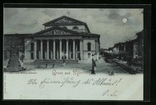Mondschein-AK München, Hof- und Nationaltheater 