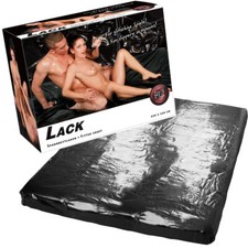 Lack-Spann-Bettlaken groß 220x220 cm schwarz umsäumt Wetgames rutschig Laken