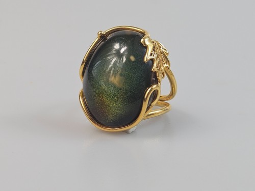 Blauer bernsteinring gold - blauer,