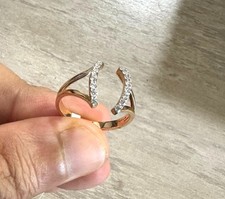 Natürlicher Diamant Zierlicher Ring 14Kt Massiv Gelbgold Ring Vs2 GH Zarter Ring