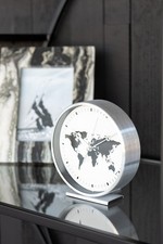 J-Line Tischuhr Analog Glas weiss/Silberfarben 15,6 cm H