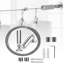 5m Edelstahl Seilspanner Seilspanngarnitur Vorhang-Set Drahtseil