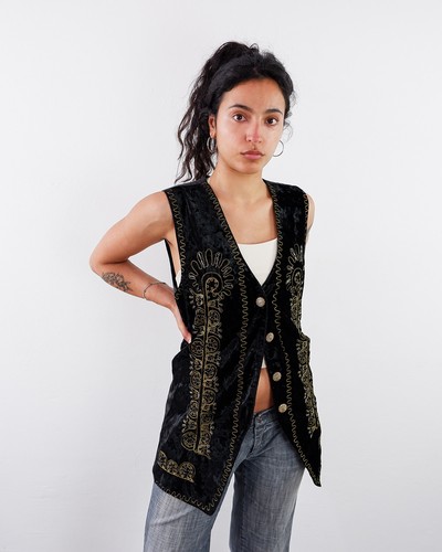 Vintage 90s black velvet long