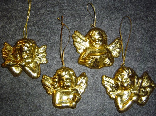 Baumschmuck 4 goldfarbene - baumschmuck,