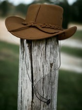 Indiana Jones Style Leder Fedora-Hut, Größe L und XL in Braun