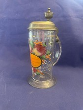 gr. alter Hochzeitskrug Sachsen um 1840 Zinndeckel Spruch und Monogramm H 21 cm