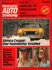 Zeitschrift Auto Zeitung #2 von 1970 26.1.1970 Simca Coupe Opel Olympia