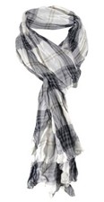 Raffschal in grau beige schwarz kariert gemustert - Schal Größe 170 x 60 cm