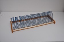 50er 60er Jahre Plattofix Vintage Schallplatten Ständer für 72 Singles blau-weiß