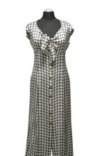 Escada Maxikleid Kleid 36 blau beige gemustert changierend 100% Seide