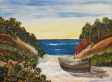 Acrylbild "MEERLANDSCHAFT" Bild Zeichnung Gemälde Dekoration mit Rahmen Strand