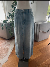 Langer Jeansrock , Maxi Rock mit Schlitz, Gr. L, von Mango