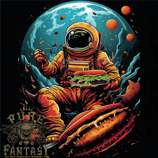 Fantasy Burger Space Astronaut Planeten Essen Herren T-Shirt 100% Baumwolle