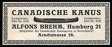 Alte Reklame Werbung 1921 Canadische Kanus Alfred Brehm Hamburg