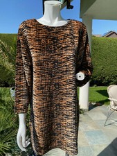 super leichtes Damen Tigerlook T-Shirt Kleid - Braun/Schwarz - Longshirt - Gr. M