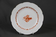 Meissen Porzellan Teller Kuchenteller Blumendekor Blume korallrot Korbmuster