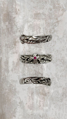 Silver vine band ring - vine,