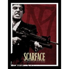 Scarface Blutrot gerahmtes Bild Movie Merch Retor Mafia Deko Wall Wand Fan Home