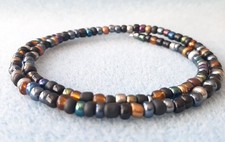 Kette Rocailles Glasperlen 4 mm, dunkel-metallic, 42 cm lang