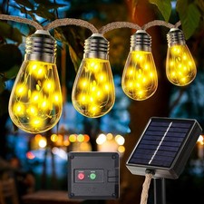 LED Solar Lichterkette außen Lampe Glühbirnen Beleuchtung Balkon Garten Deko