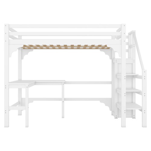 Hochbett weiß 140x200 - weiß,