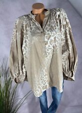 Alinie BLUSE Ballonärmel vokuhila LEO Print Italy BEIGE 42 44 46