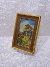szM4U8-  Antikes Miniatur Bild mit Holzrahmen - Vintage - 19 cm x 13 cm