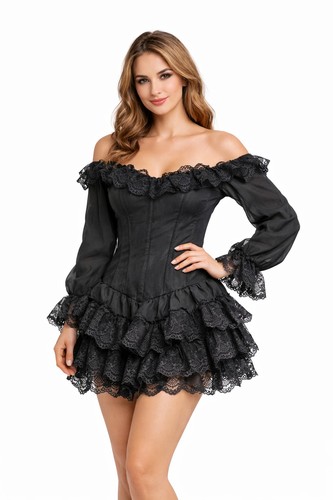 Schwarzes kleid kurz string - kurz, +