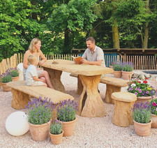 🔶 Sitzgruppe Stein Holz