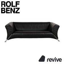 Rolf Benz 322 Leder Dreisitzer Schwarz Sofa Couch