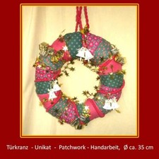 Weihnachtsdekoration,Weihnachtsdeko,Türkranz,Patchwork,Weihnachten,Handarbeit