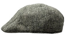 fiebig ® GATSBY FLATCAP SCHIRMMÜTZE WOLLMÜTZE WOLLE HELLGRAU FISCHGRAT TREND