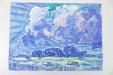 Wilhelm Klußmann Aquarell 1995 sig. Große Landschaft 48x65cm N-1619