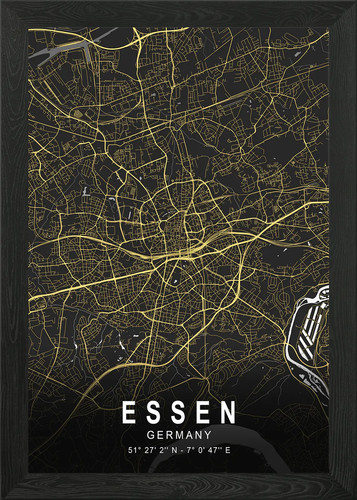 Essen silber stadtplan gerahmt - stadtplan,