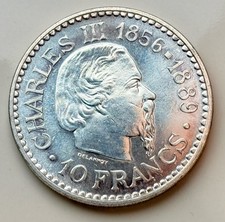 Monaco 10 Francs 1966 Charles III 25g 0,9 Silber  Km#146