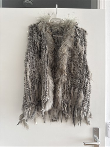 Graue echtfellweste jacke - graue, echtfellweste/jacke