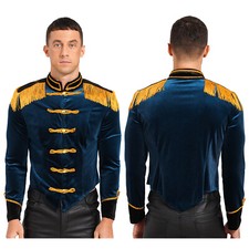 DE Herren Zirkus Jacke Zirkusdirektor Uniform Samt Blazer Jacke Mantel Quasten