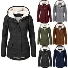 Damen Winter Jacke Parka Mantel Teddyfell warm gefüttert Kapuze Winterjacke NEU