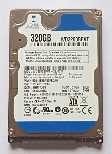 320 sata wd3200bpvt - 320, gb