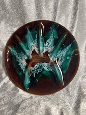 Fat Lava Keramik Fächerschale Braun Türkis Weiß 50er 60er W.-Germany Vintage Top