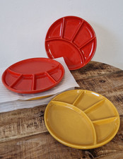 5 x Jasba Keramik Raclette Fondue Antipasti Teller Rot Gelb Vintage 70er Jahre