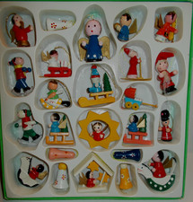 Holzfiguren Weihnachts-Christbaumschmuck Erzgebirge? 24-teil Krippe Engel  OVP